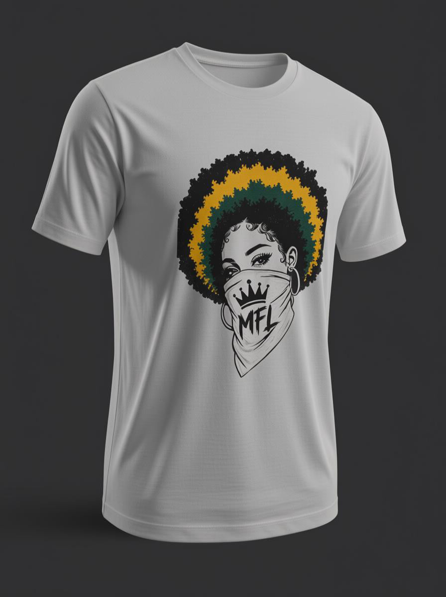Minted Fi Life Bandana Queen T-Shirt – Jamaican Edition