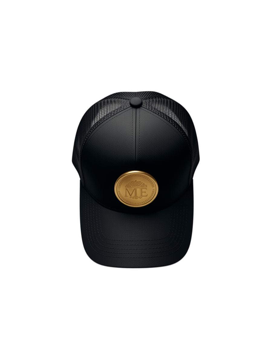 Minted4Life Trucker Cap – Black with Gold Emblem Patch
