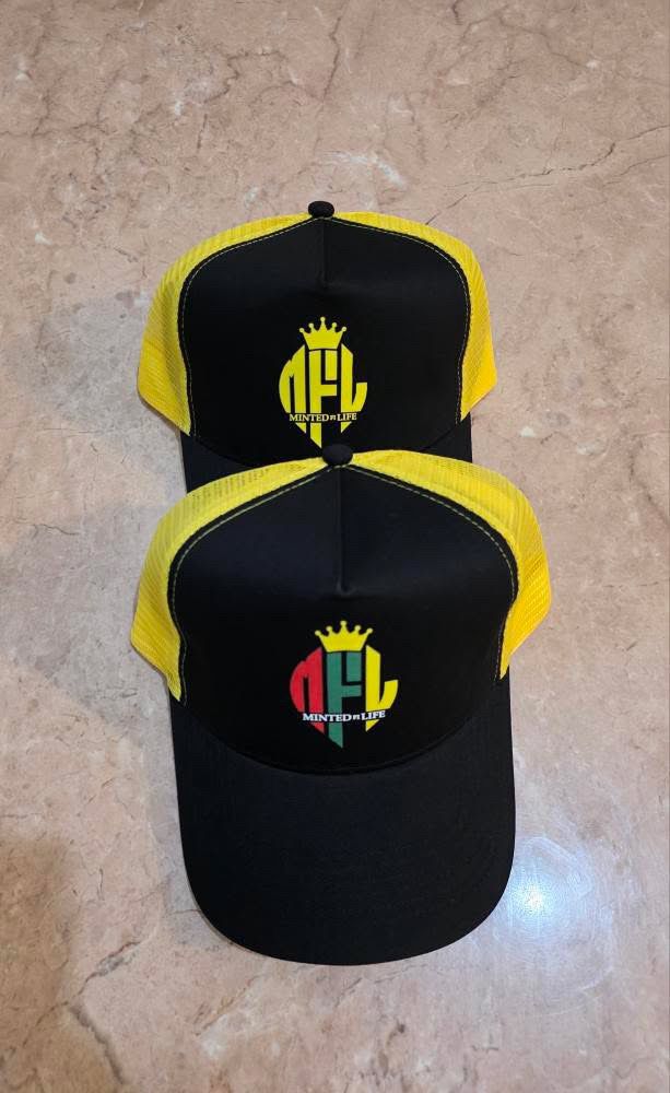 Minted4Life Trucker Cap – Yellow & Black with Yellow Crown Logo